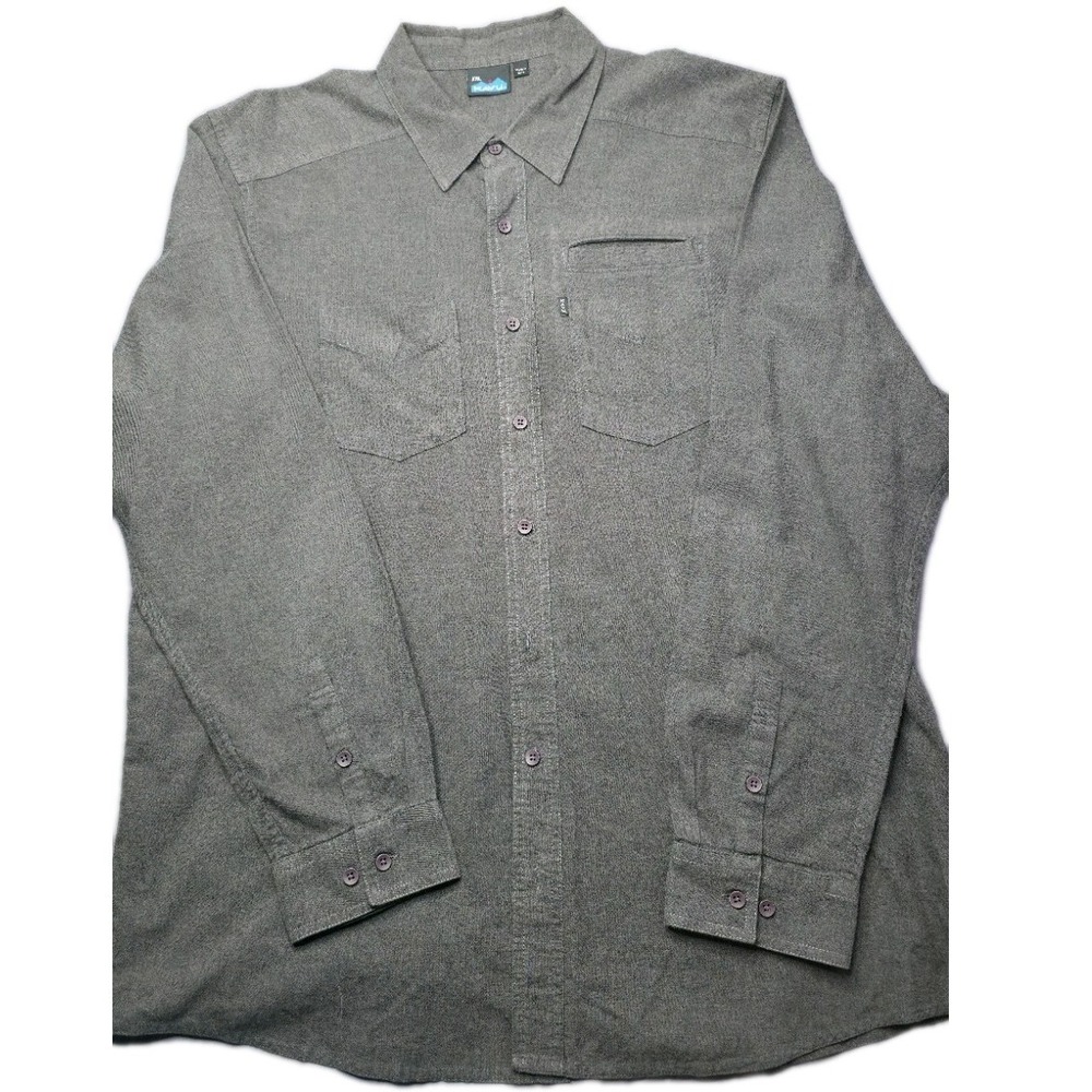 KAVU Men's‎ Shirt XXL Long Sleeve Gray Cotton/polyester